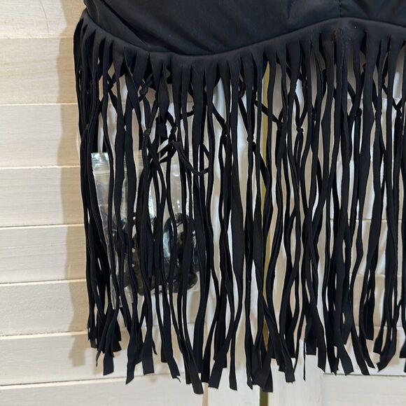 APOLLO Swim Top Small Black Fringe Strapless NWT - Picture 4 of 8